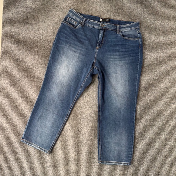 KUT From The Kloth Womens 18W Elizabeth Crop Jeans Blue Wash Straight Leg Denim - Picture 2 of 10